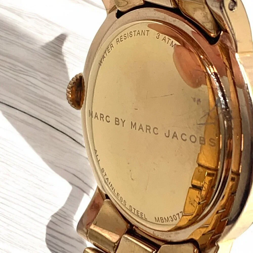 Marc Jacobs AMY Rose Gold Tone Stainless Steel Analog Crystal Wristwatch MBM3077